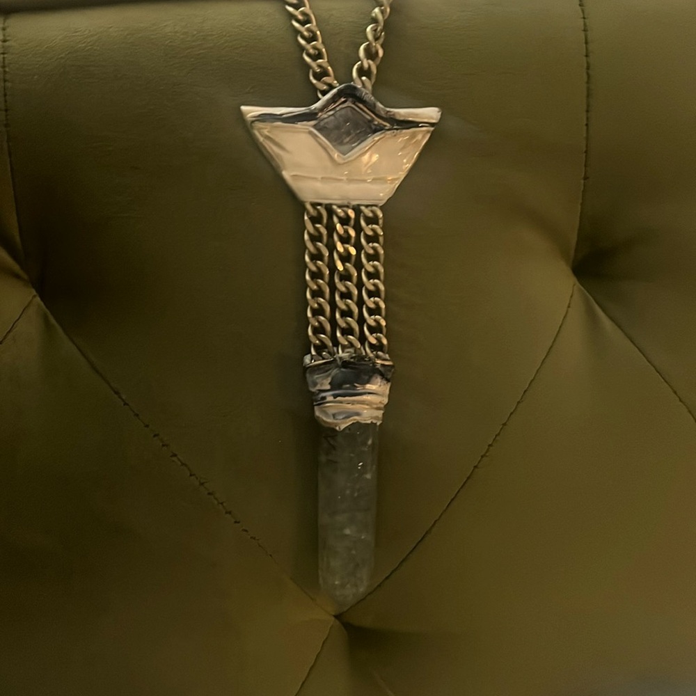 RUTILATED QUARTZ/PREHNITE TOTEM NECKLACE